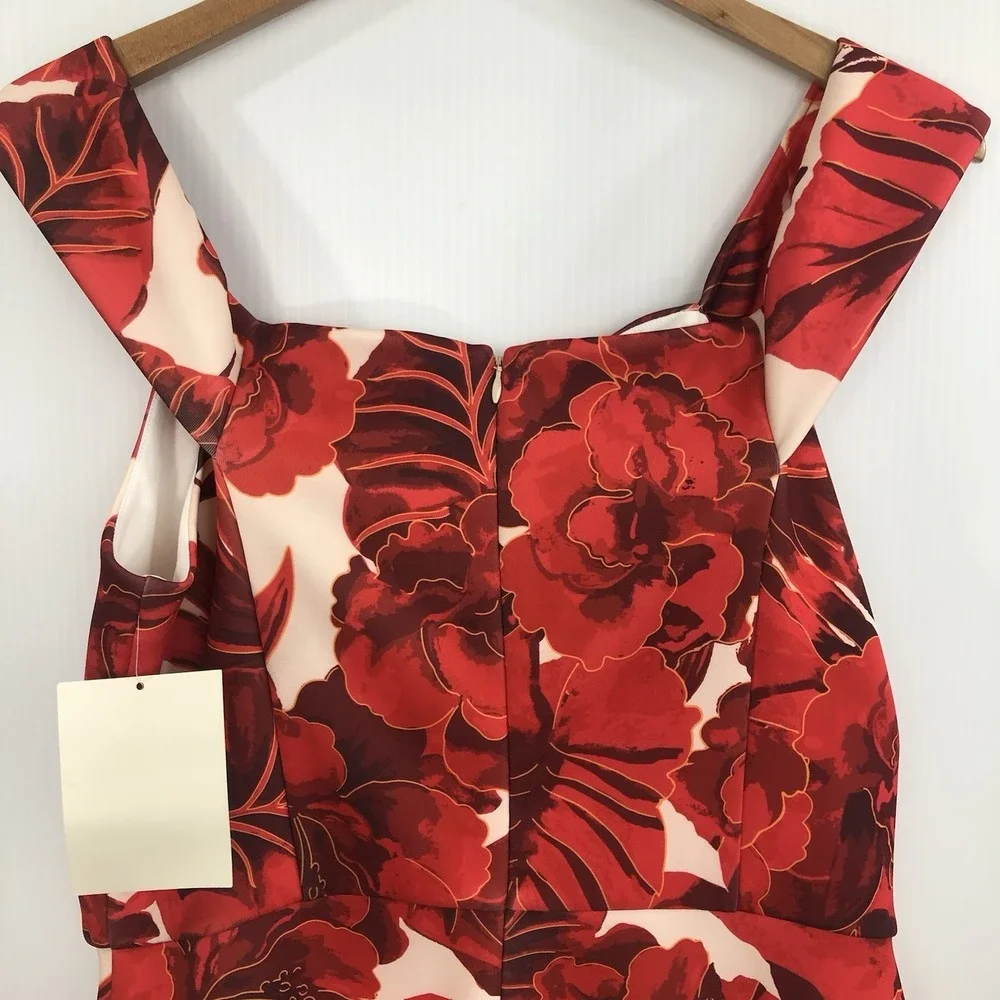 Boston Proper Dress Size‎ 14 Floral  Sweetheart Ruffle Hem Off The Shoulder NEW